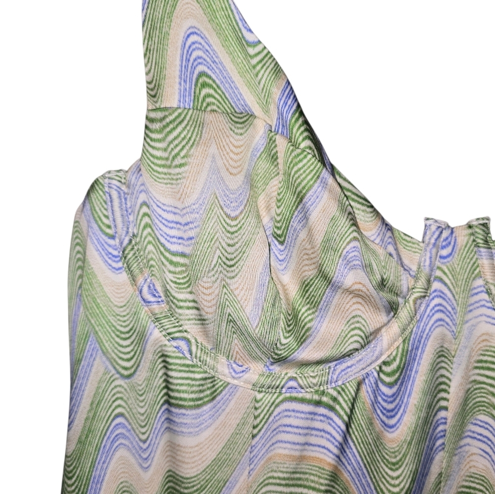 For Love & Lemons Yori Fit And Flare Underwire Mini Dress NWT Green Swirl Size L - Picture 6 of 12
